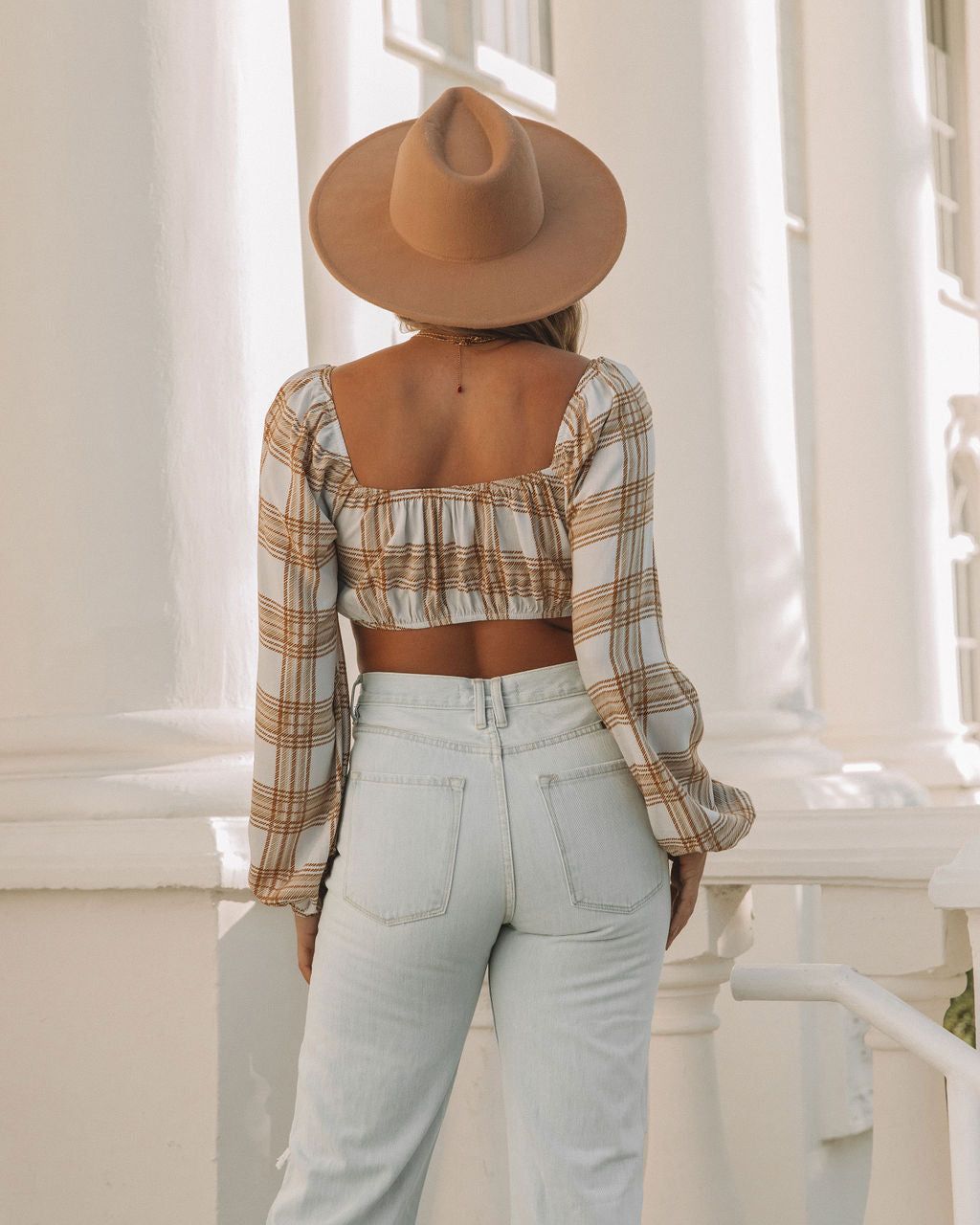 Marty Plaid Tie Front Crop Top sold by Vici product image thumbnail 2