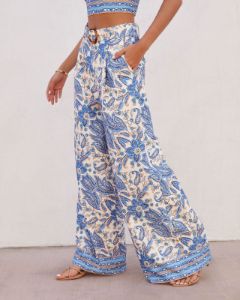 Santorini Belted Pocketed Wide Leg Pants sold by Vici
