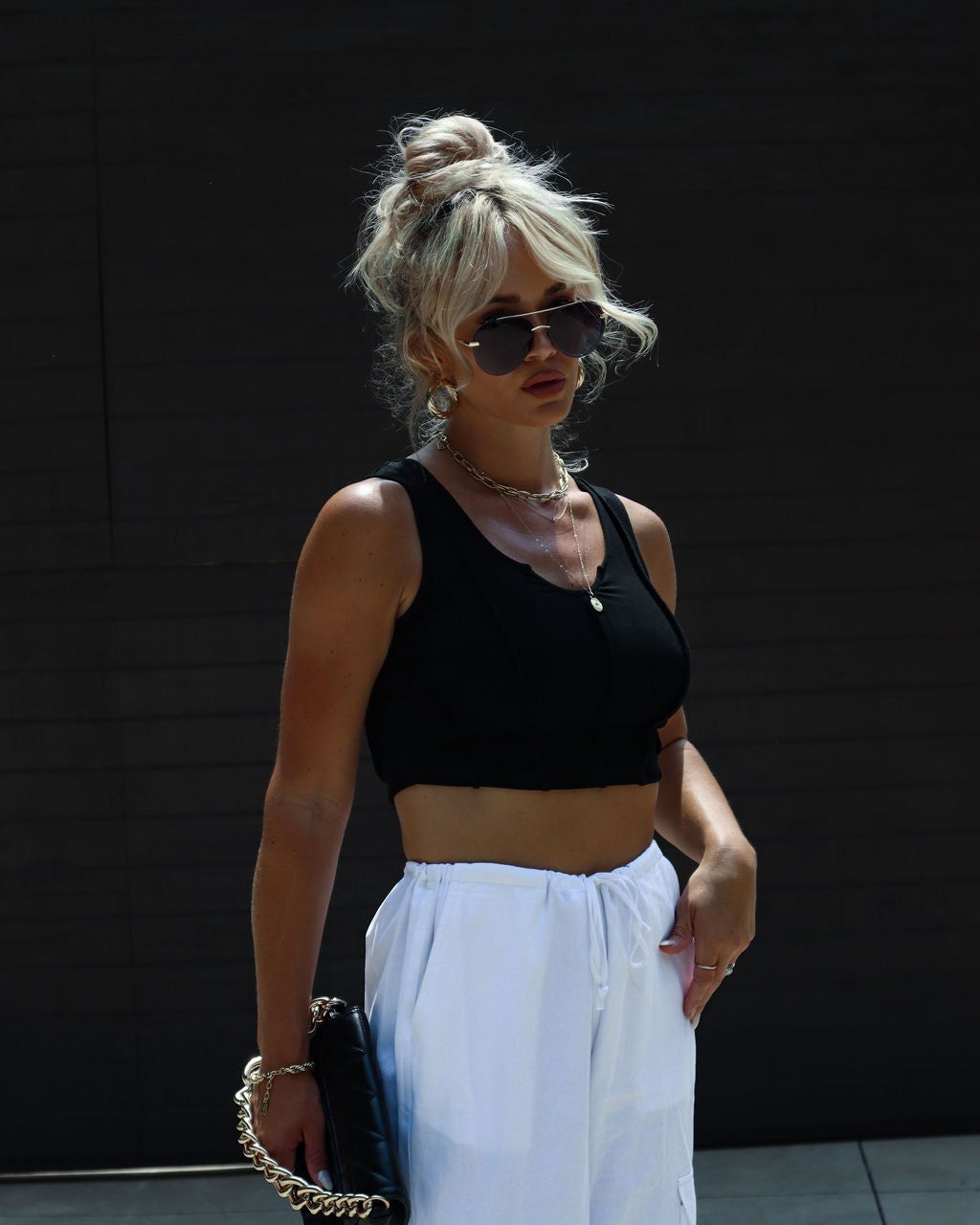 Charmaine Exposed Seam Crop Tank sold by Vici