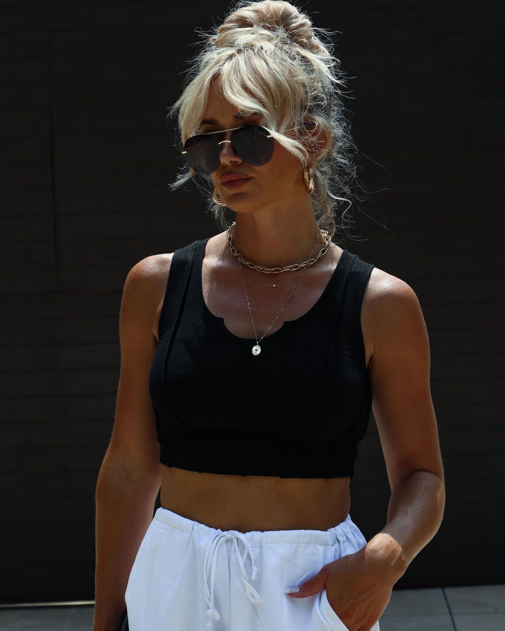 Charmaine Exposed Seam Crop Tank sold by Vici product image thumbnail 3