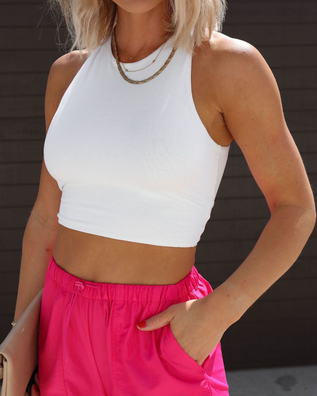 Astoria Back Tie Crop Tank - White - FINAL SALE sold by Vici
