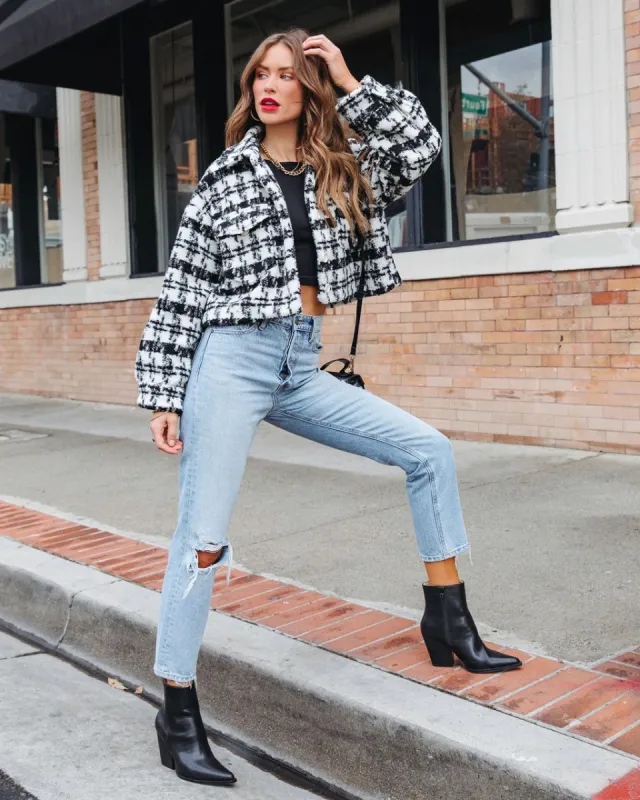 Constance Teddy Crop Jacket - Black/Ivory - FINAL SALE sold by Vici