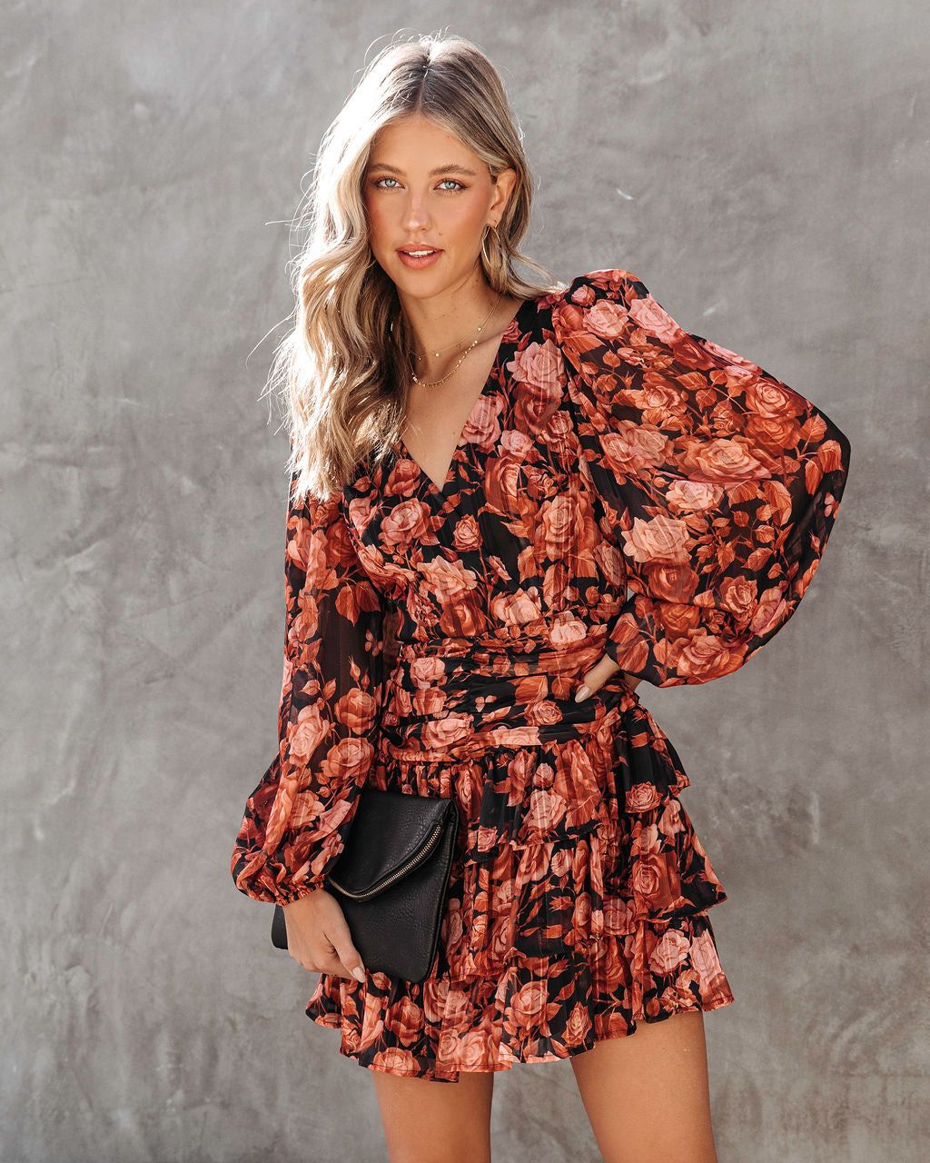 Harvest Love Floral Tiered Mini Dress - FINAL SALE sold by Vici product image thumbnail 6