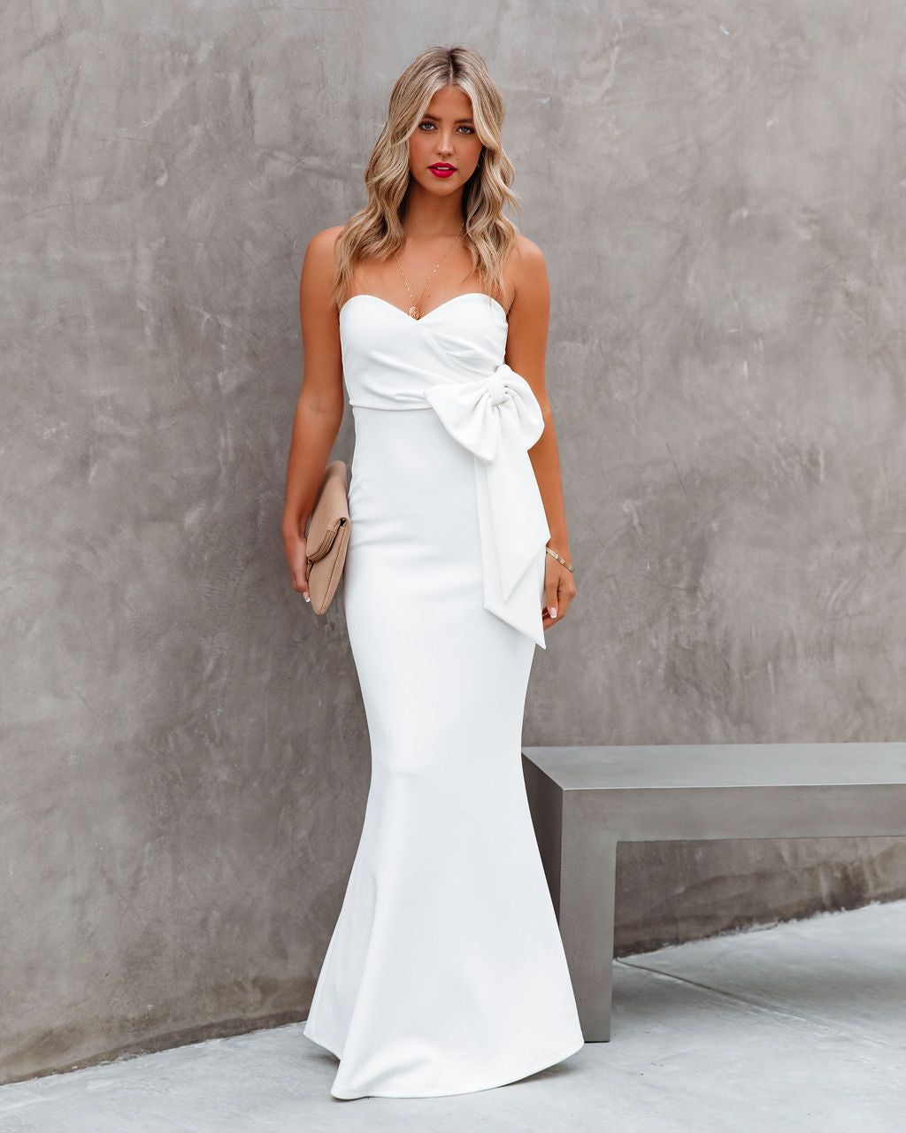Best Dressed Strapless Gown - Off White - FINAL SALE sold by Vici