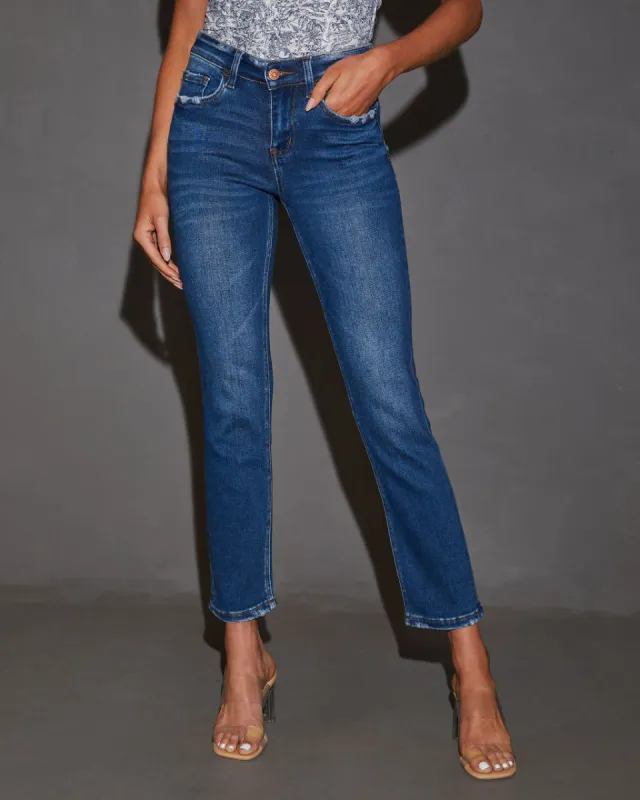 Kiera Mid Rise Cropped Flare Jeans sold by Vici