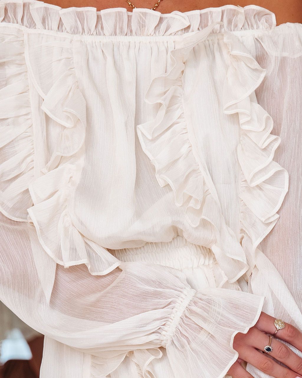 Shanie Ruffle Off The Shoulder Dress - FINAL SALE sold by Vici product image thumbnail 4