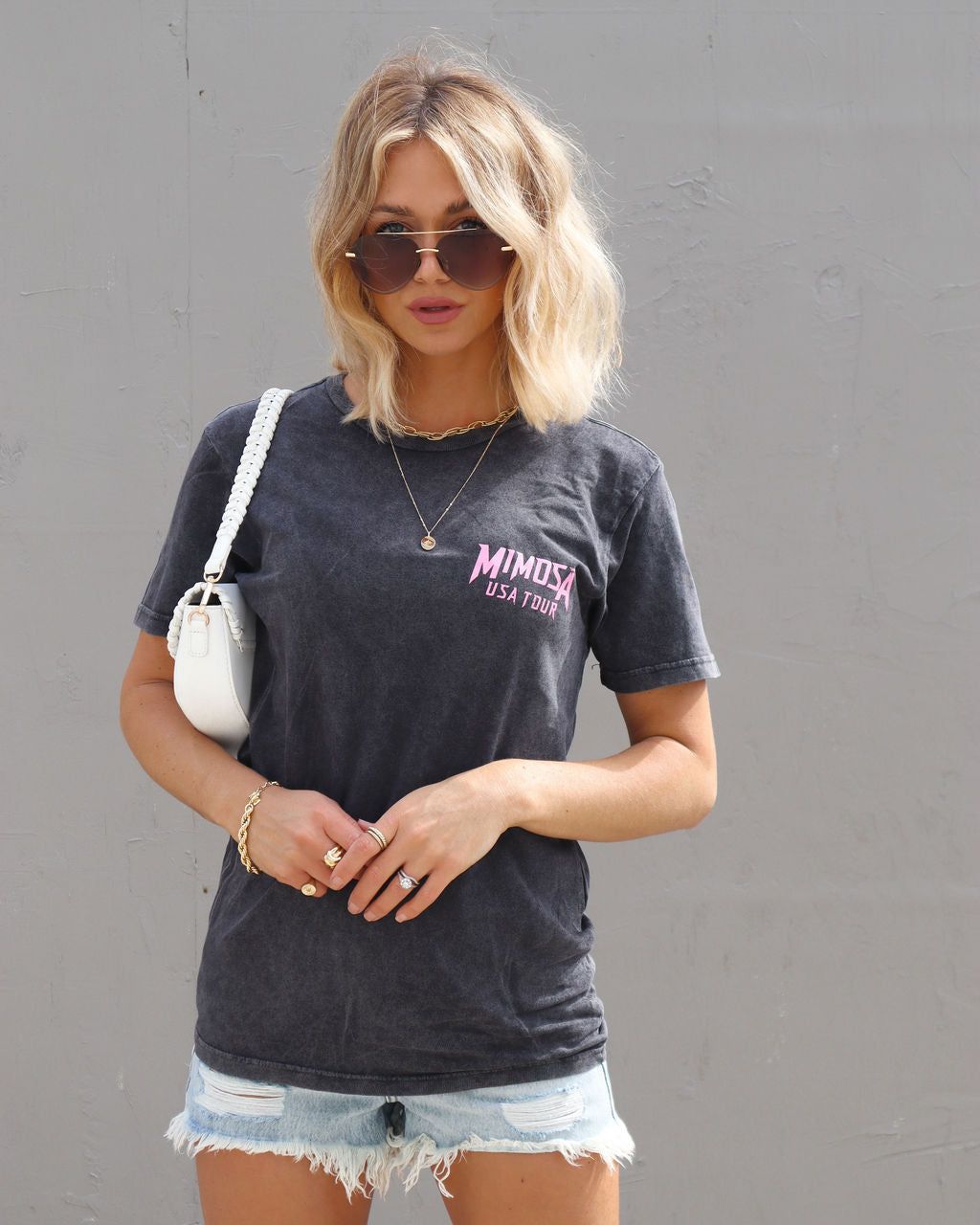 Mimosa Usa Tour Cotton Tee - Washed Black - FINAL SALE sold by Vici product image thumbnail 7