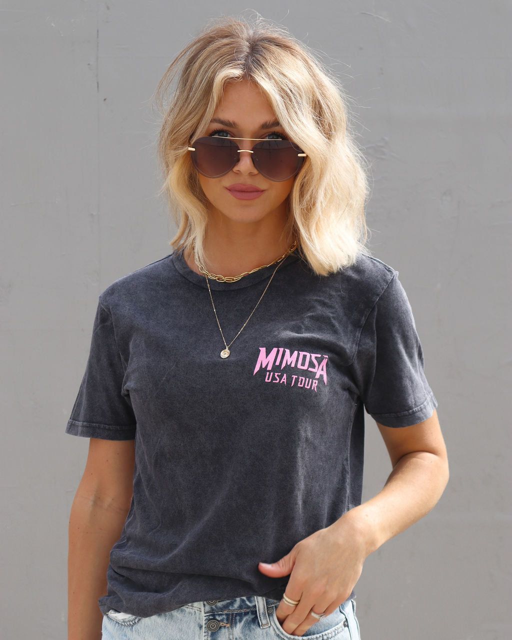 Mimosa Usa Tour Cotton Tee - Washed Black - FINAL SALE sold by Vici product image thumbnail 2