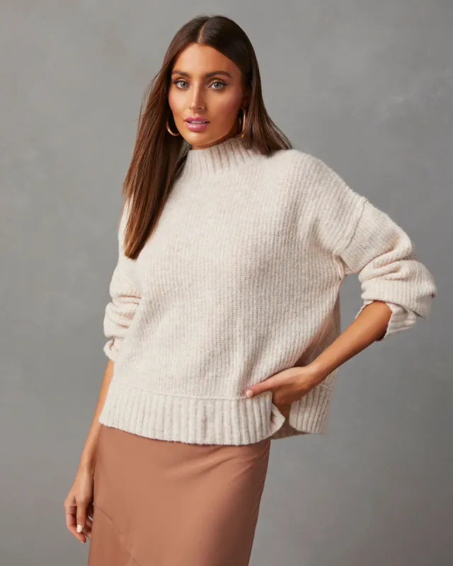 Same Energy Marled Mock Neck Sweater sold by Vici