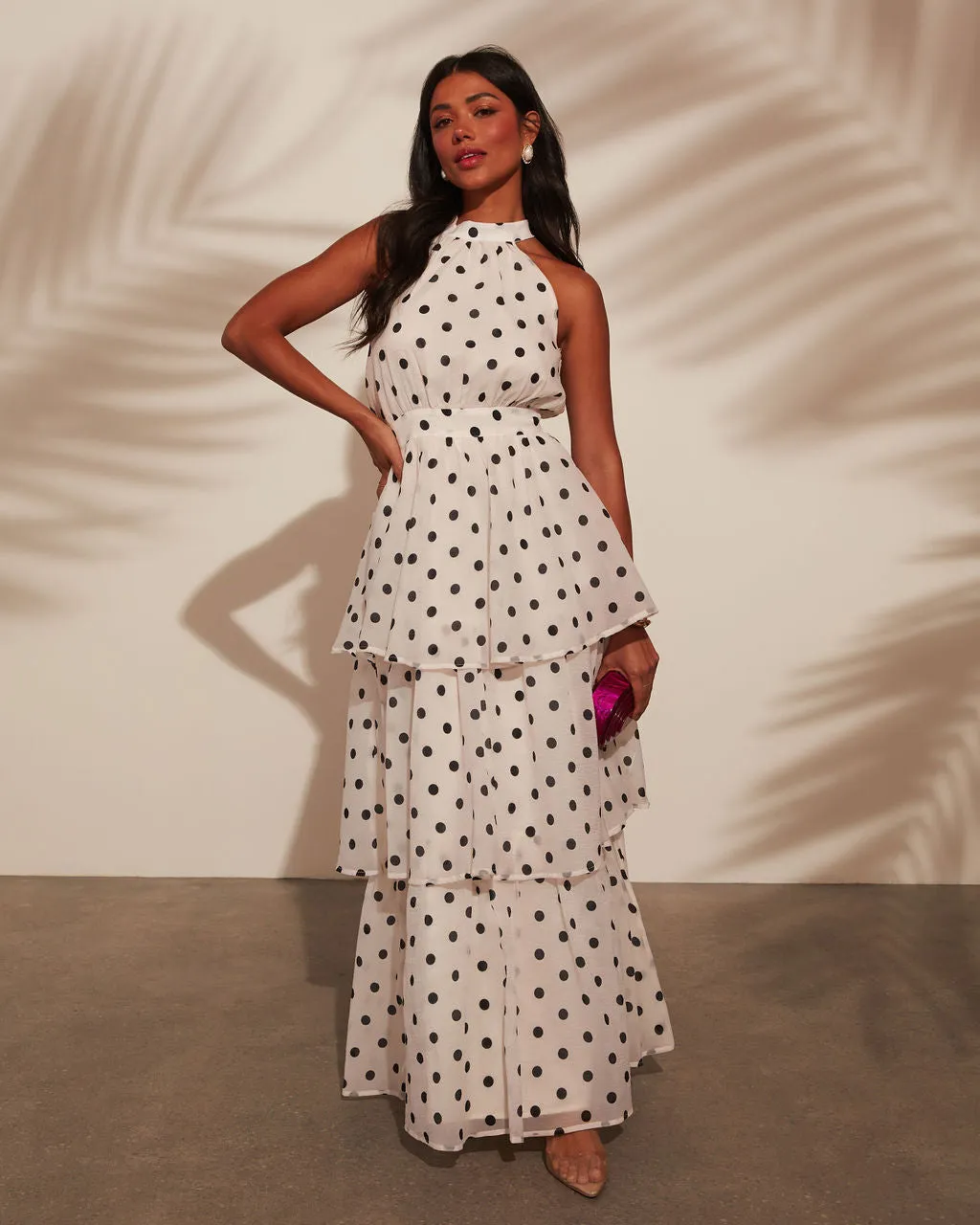 Spanish Riviera Polkadot Tiered Maxi Dress sold by Vici product image thumbnail 5