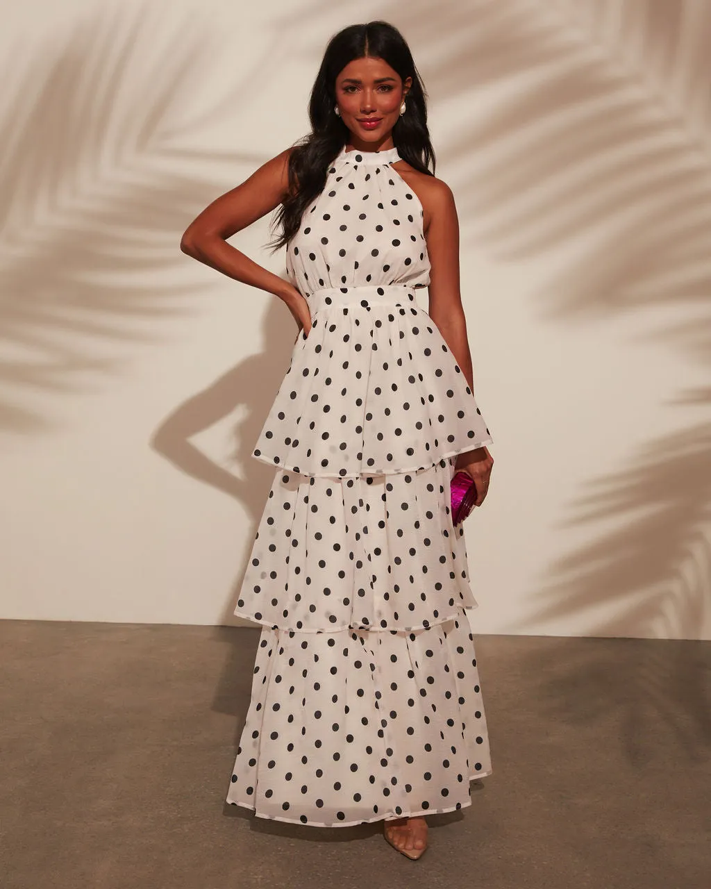 Spanish Riviera Polkadot Tiered Maxi Dress sold by Vici