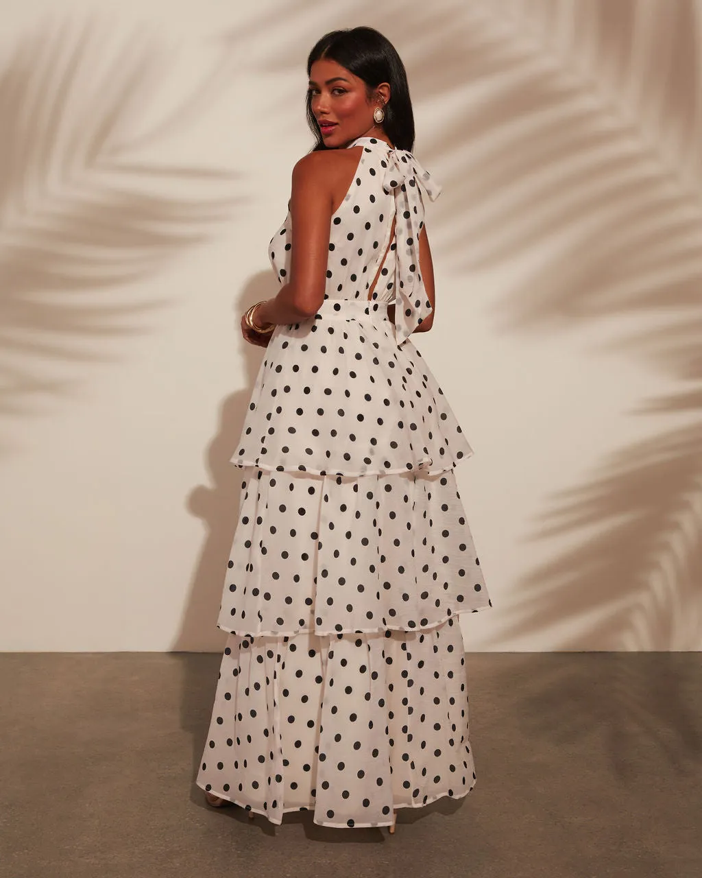 Spanish Riviera Polkadot Tiered Maxi Dress sold by Vici product image thumbnail 4