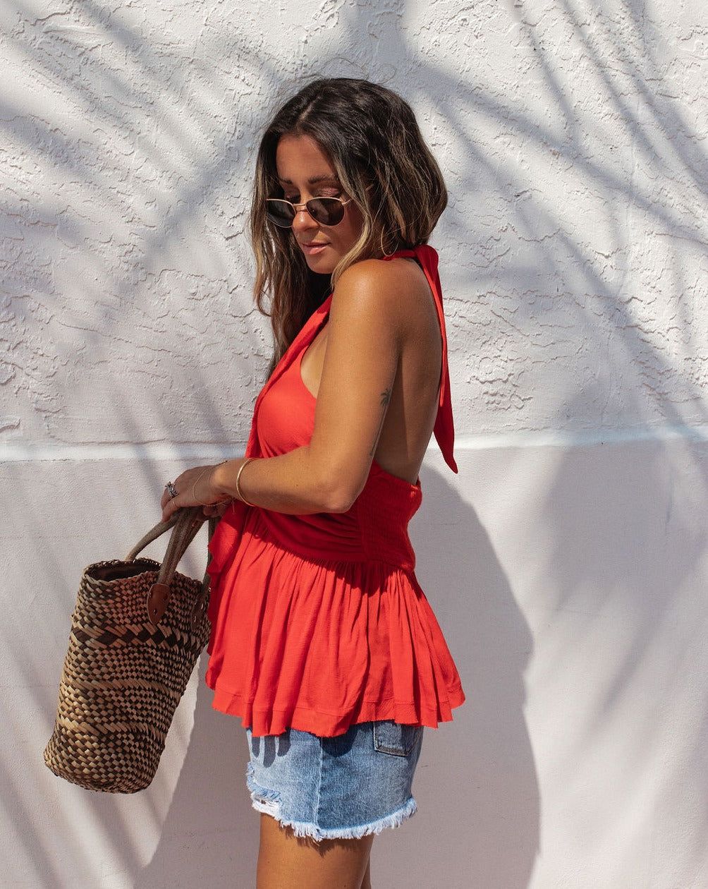 Hola Bonita Ruffle Halter Top - Red - FINAL SALE sold by Vici product image thumbnail 5