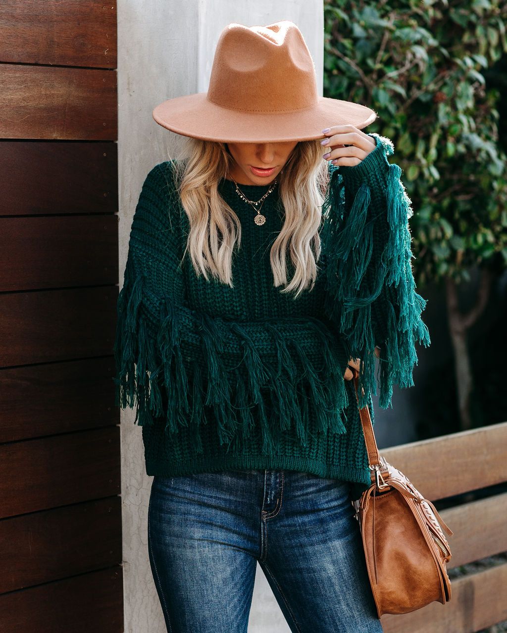 Bowman Fringe Knit Sweater - Hunter Green - FINAL SALE sold by Vici product image thumbnail 9