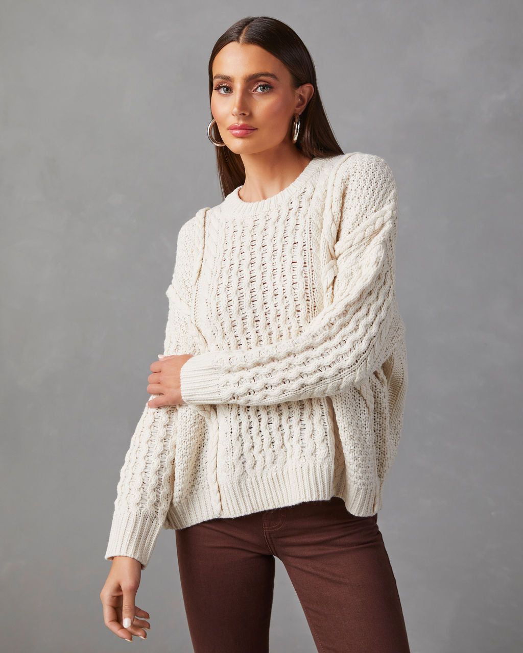 Dorothy Cable Knit Sweater - Ivory sold by Vici product image thumbnail 6