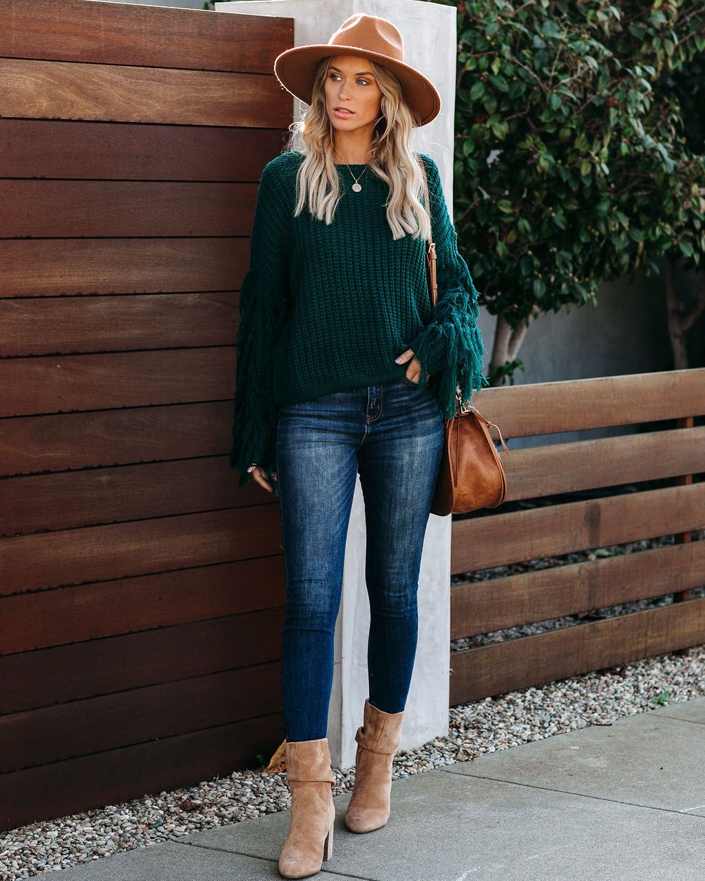 Bowman Fringe Knit Sweater - Hunter Green - FINAL SALE sold by Vici product image thumbnail 12