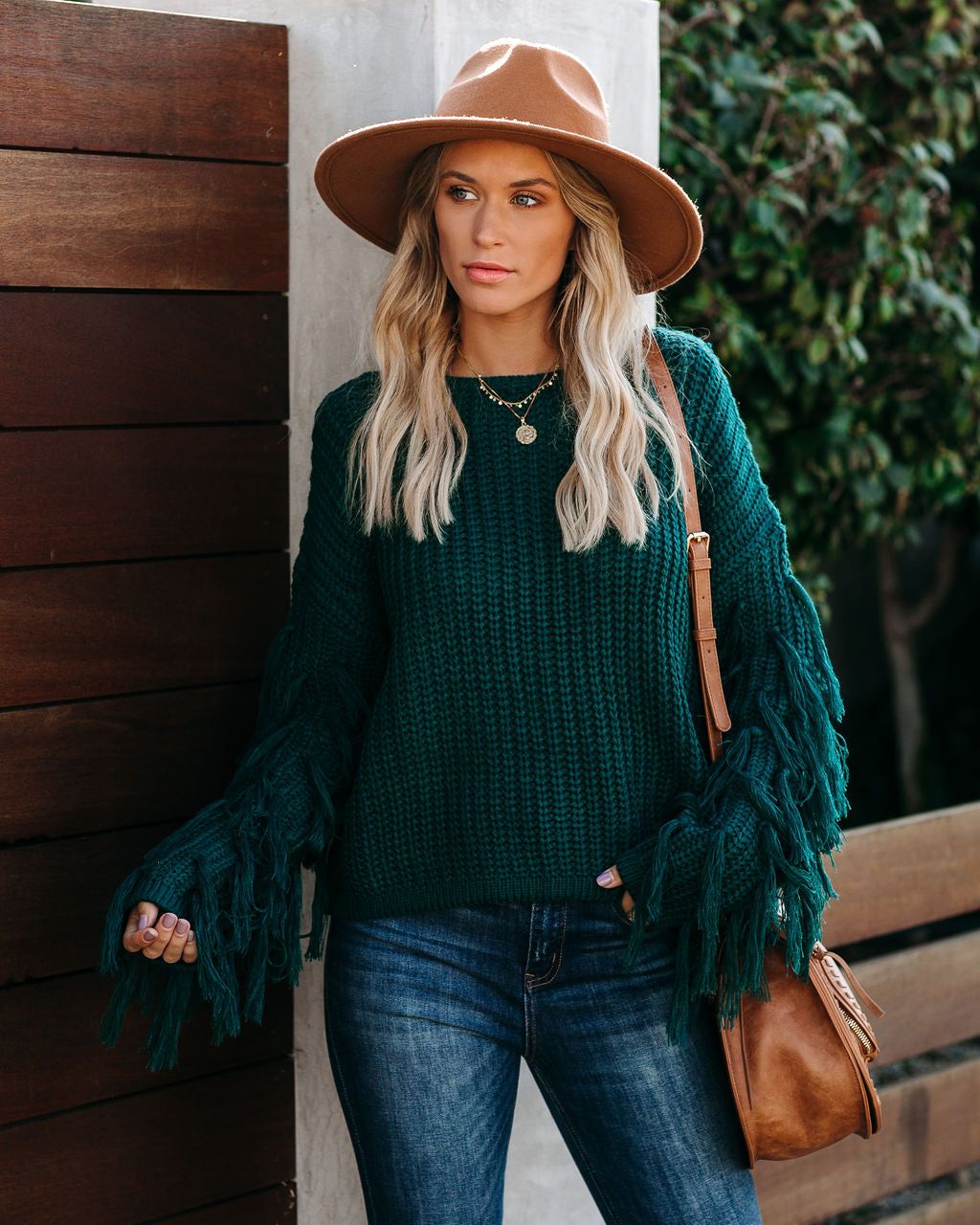 Bowman Fringe Knit Sweater - Hunter Green - FINAL SALE sold by Vici
