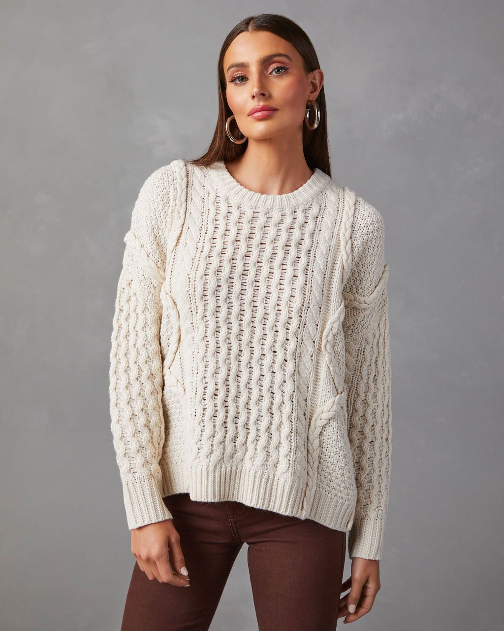 Dorothy Cable Knit Sweater - Ivory sold by Vici product image thumbnail 5