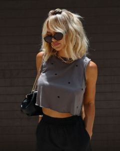 Tee It Up Cotton Crop Tank - Black - FINAL SALE sold by Vici