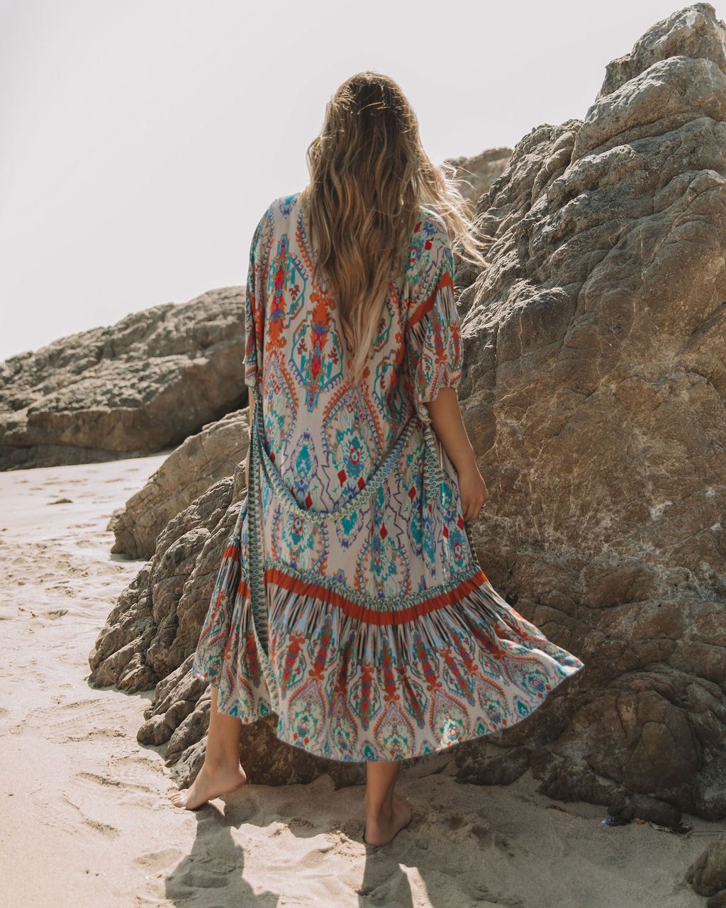 Francy Printed Duster Kimono - Grey Teal - FINAL SALE sold by Vici product image thumbnail 2