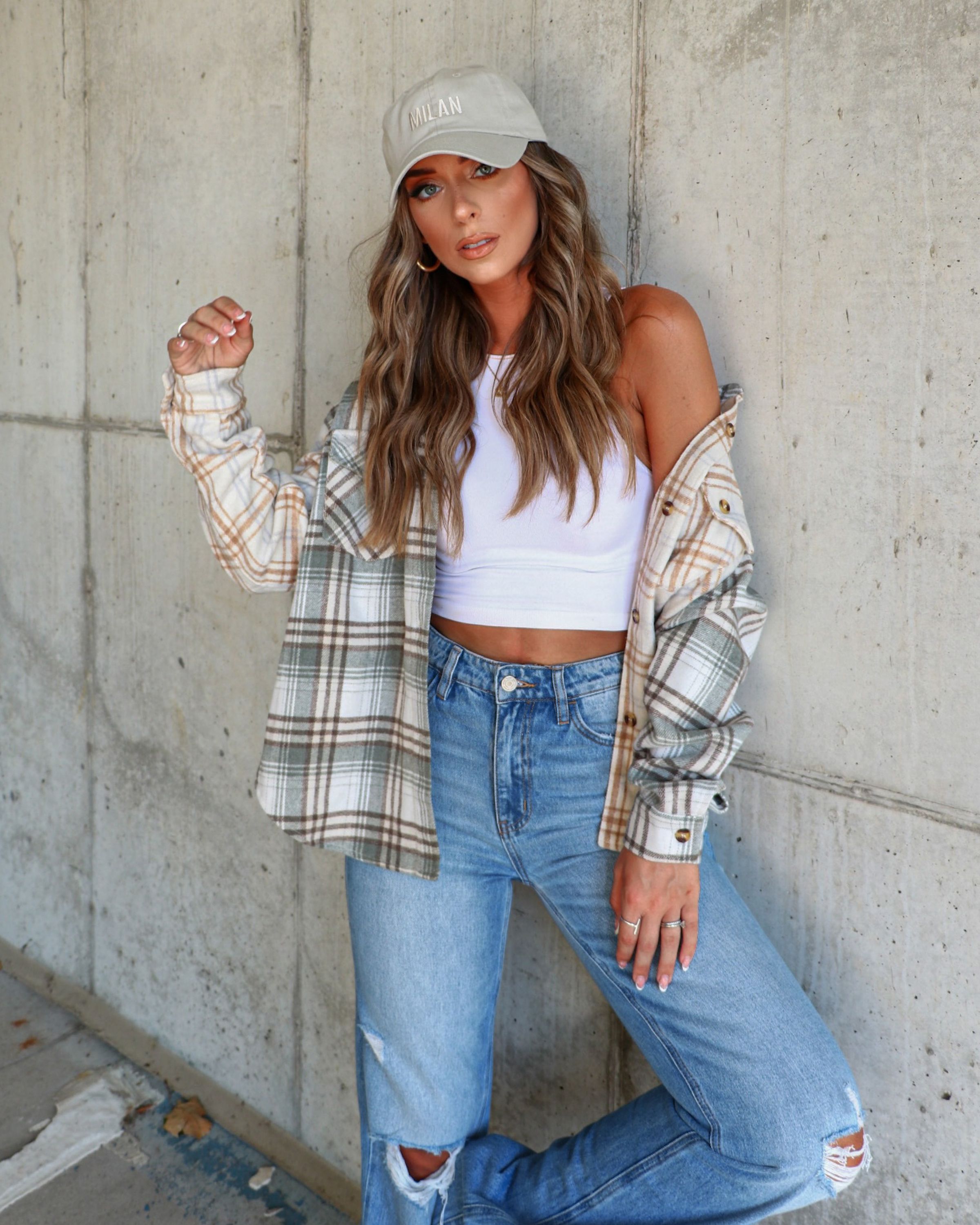 Spice Harvest Plaid Shacket - Cream sold by Vici product image thumbnail 6