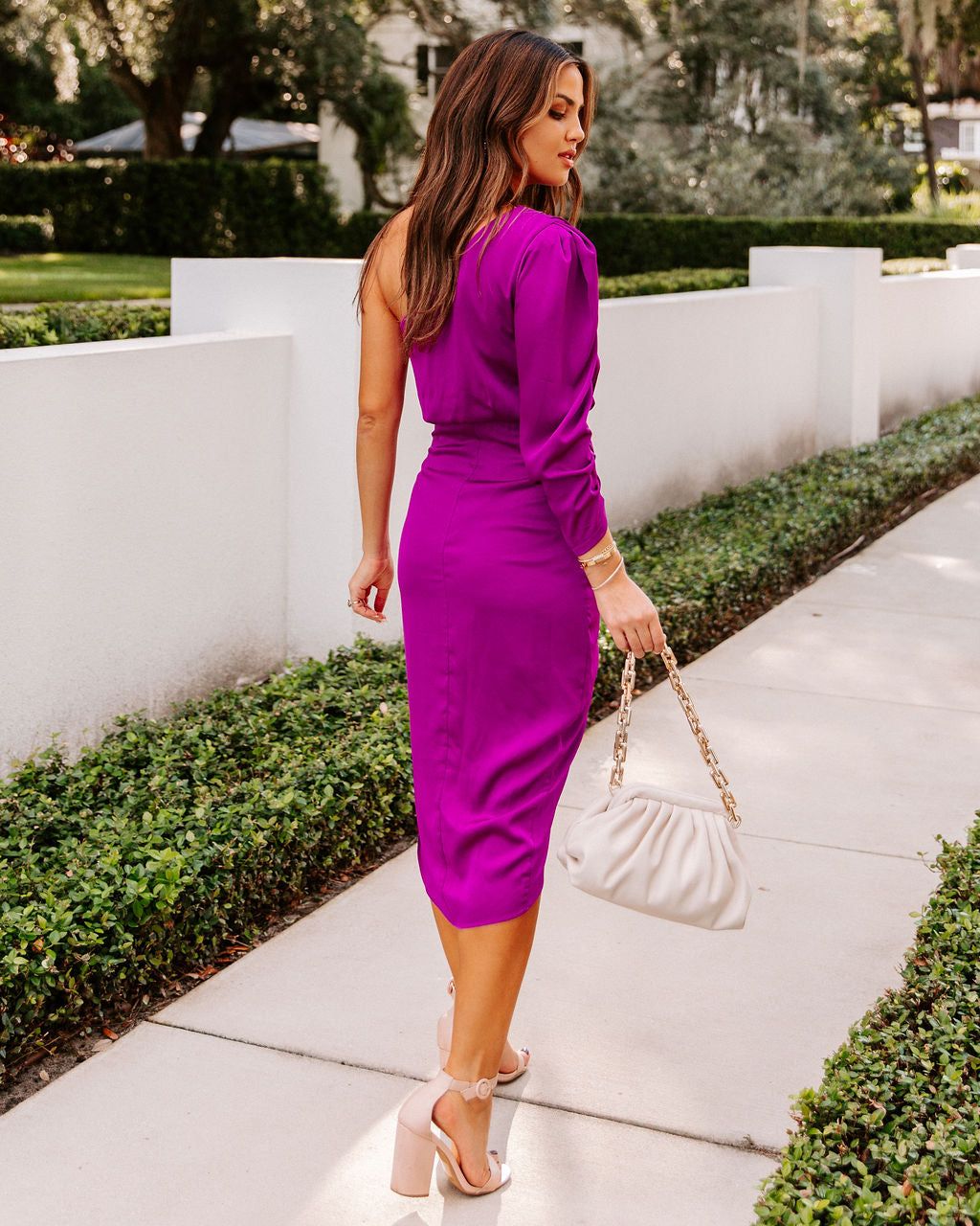 Suri Satin One Shoulder Midi Dress - Orchid - FINAL SALE sold by Vici product image thumbnail 2