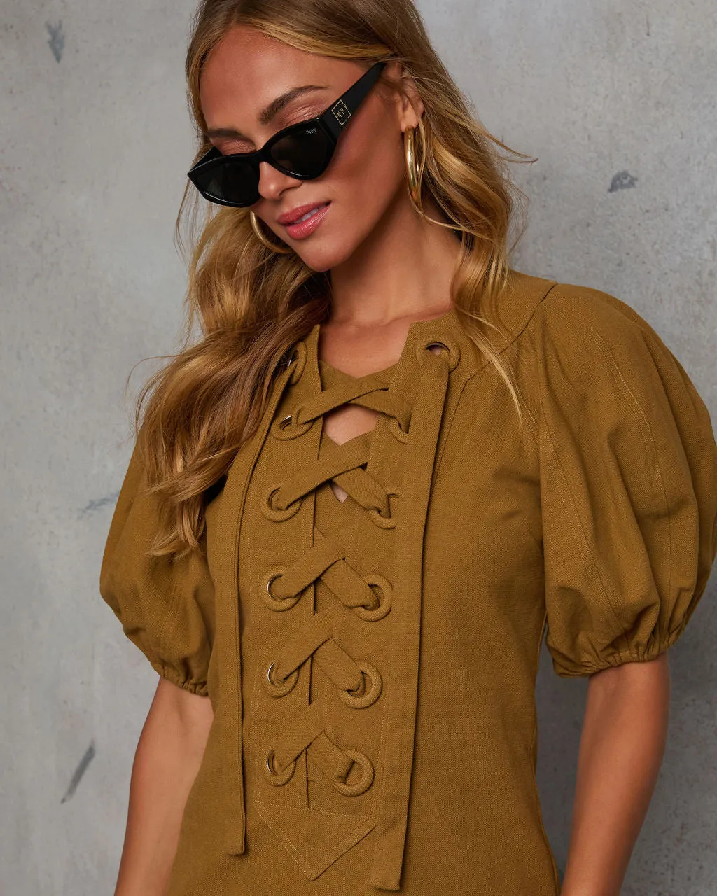 Late Bloom Lace Up Mini Dress sold by Vici product image thumbnail 5