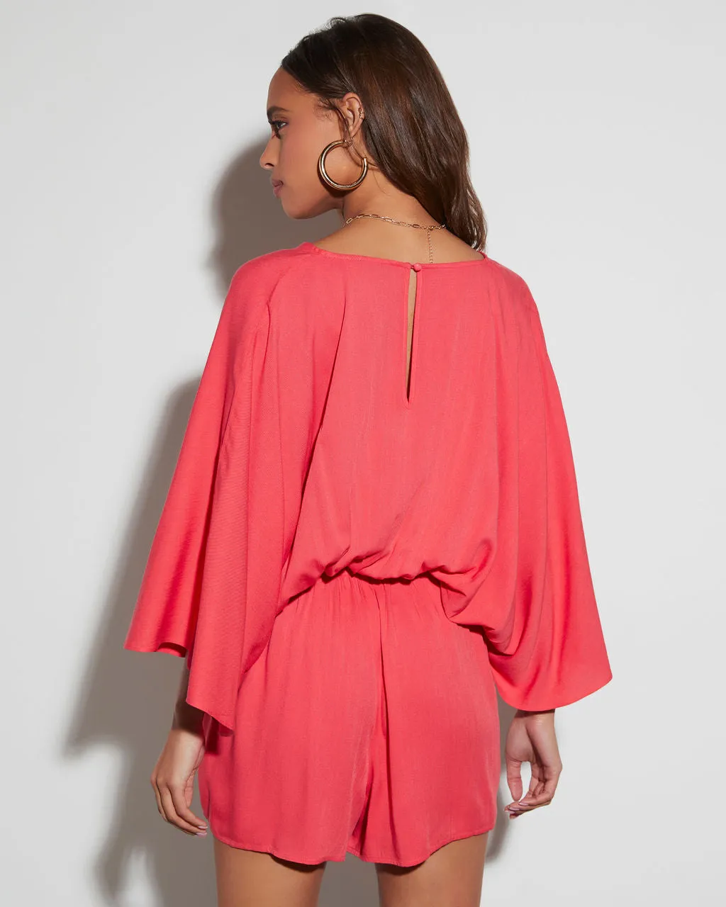 Lorena V-Neck Fitted Waist Romper sold by Vici product image thumbnail 5