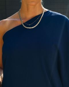 Side To Side One Shoulder Statement Dress - Navy - SALE sold by Vici
