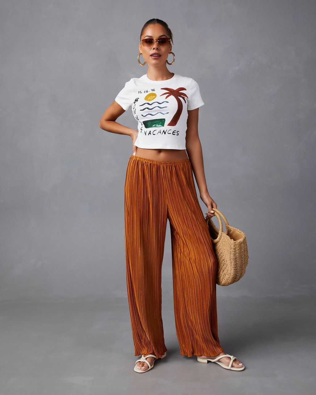 Bonnes Vacances Cropped Tee - White - FINAL SALE sold by Vici product image thumbnail 7