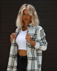 Tacoma Lightweight Plaid Shacket - Ivory sold by Vici