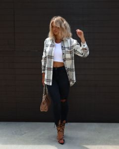 Tacoma Lightweight Plaid Shacket - Ivory sold by Vici
