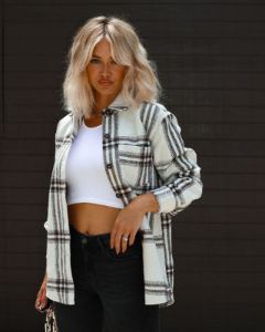 Tacoma Lightweight Plaid Shacket - Ivory sold by Vici