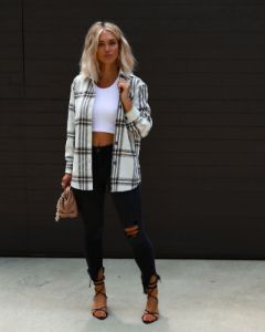 Tacoma Lightweight Plaid Shacket - Ivory sold by Vici