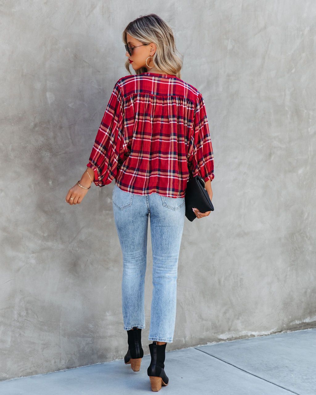 Applecrest Plaid Cotton Button Up Top sold by Vici product image thumbnail 2