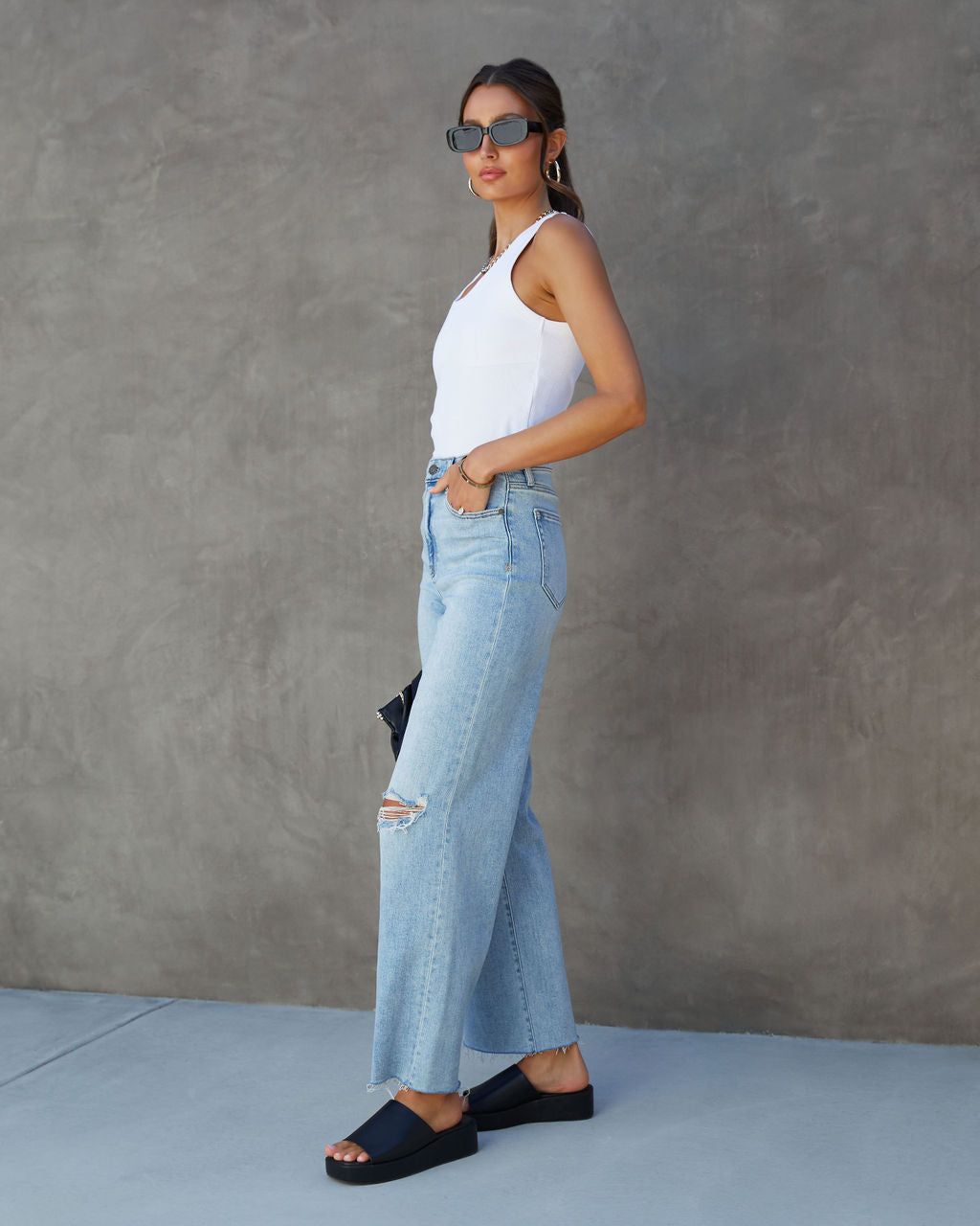 Sandra Cotton Ribbed Under Bust Seam Tank - White - FINAL SALE sold by Vici product image thumbnail 4