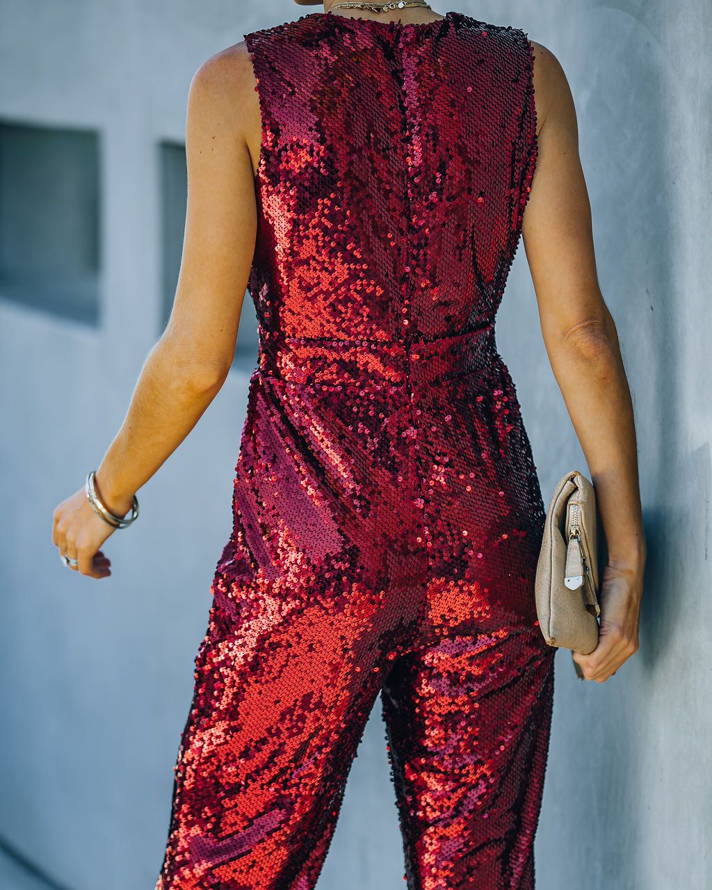 Dancing On Air Sequin Jumpsuit - Burgundy - FINAL SALE sold by Vici product image thumbnail 10