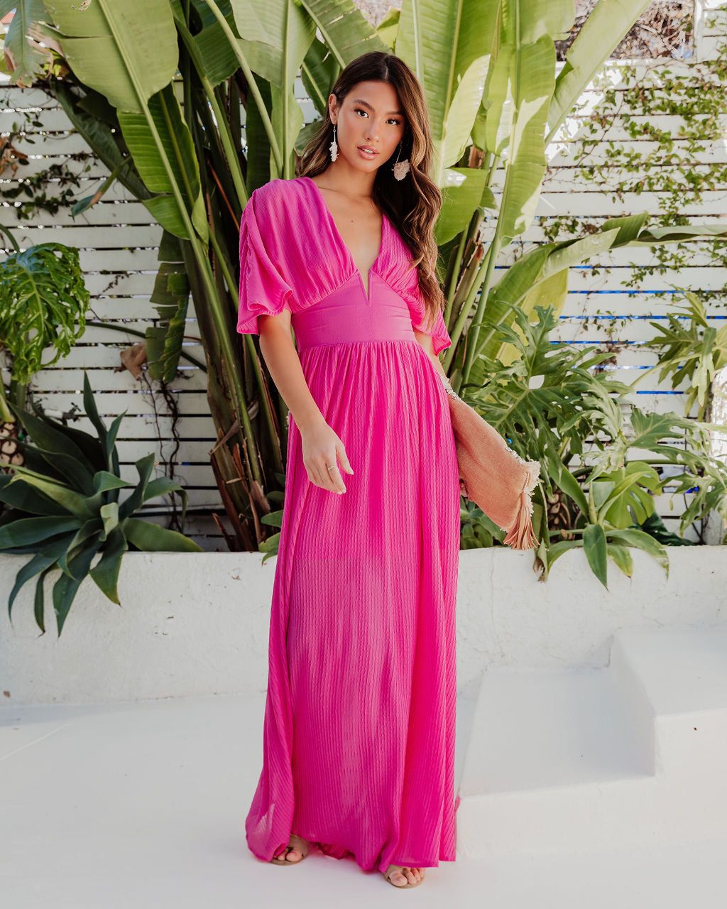 Cathleen Plunge Neck Maxi Dress - Orchid - FINAL SALE sold by Vici