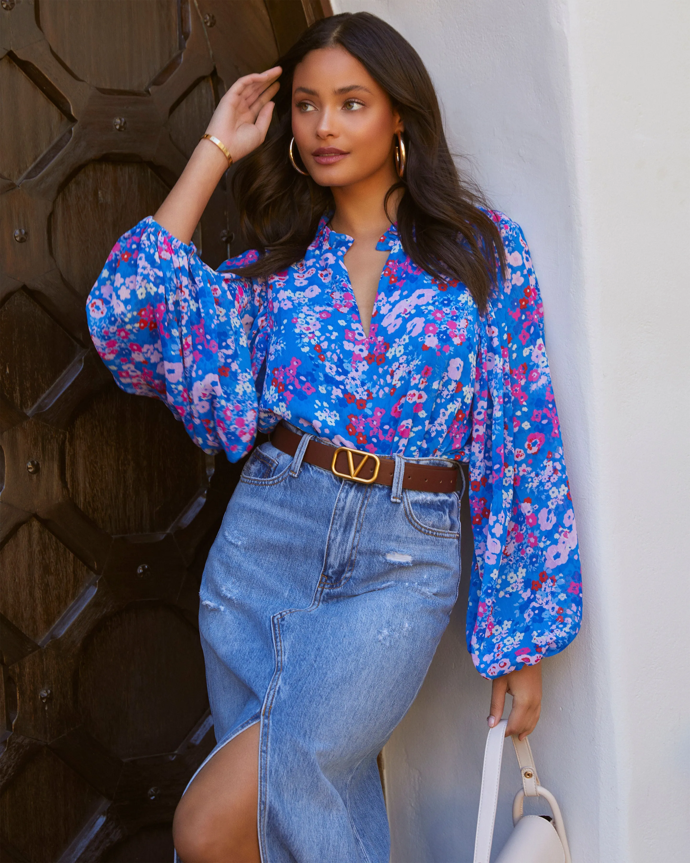 Riley V-Neck Long Sleeve Blouse sold by Vici