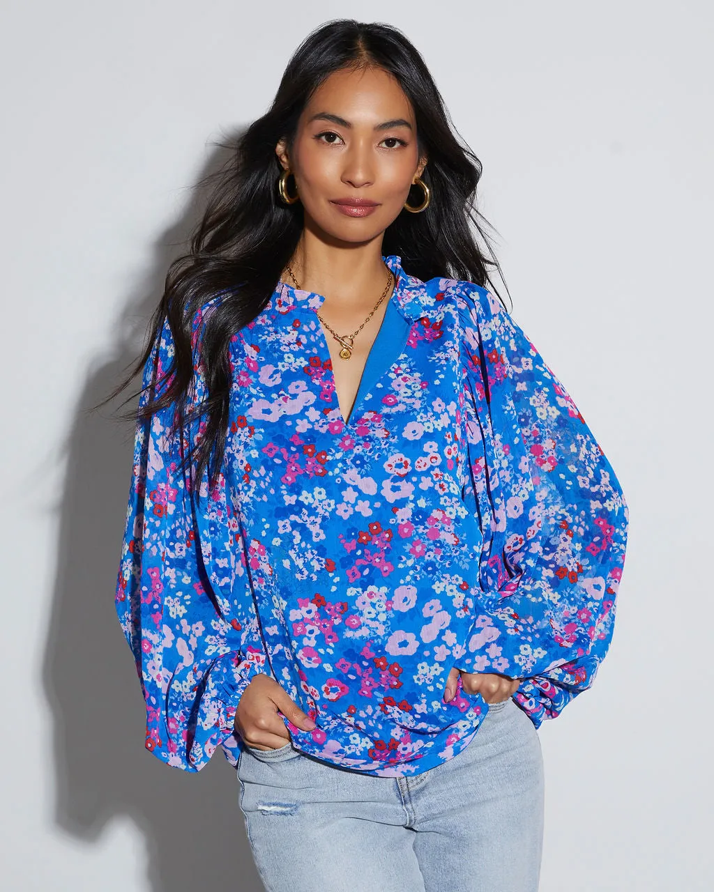 Riley V-Neck Long Sleeve Blouse sold by Vici product image thumbnail 2