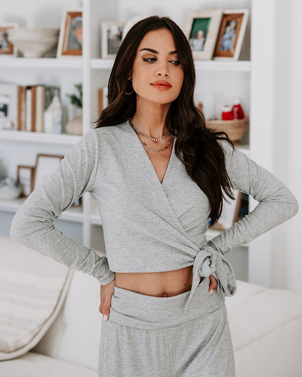 Take A Breather Ribbed Long Sleeve Wrap Top sold by Vici product image thumbnail 2