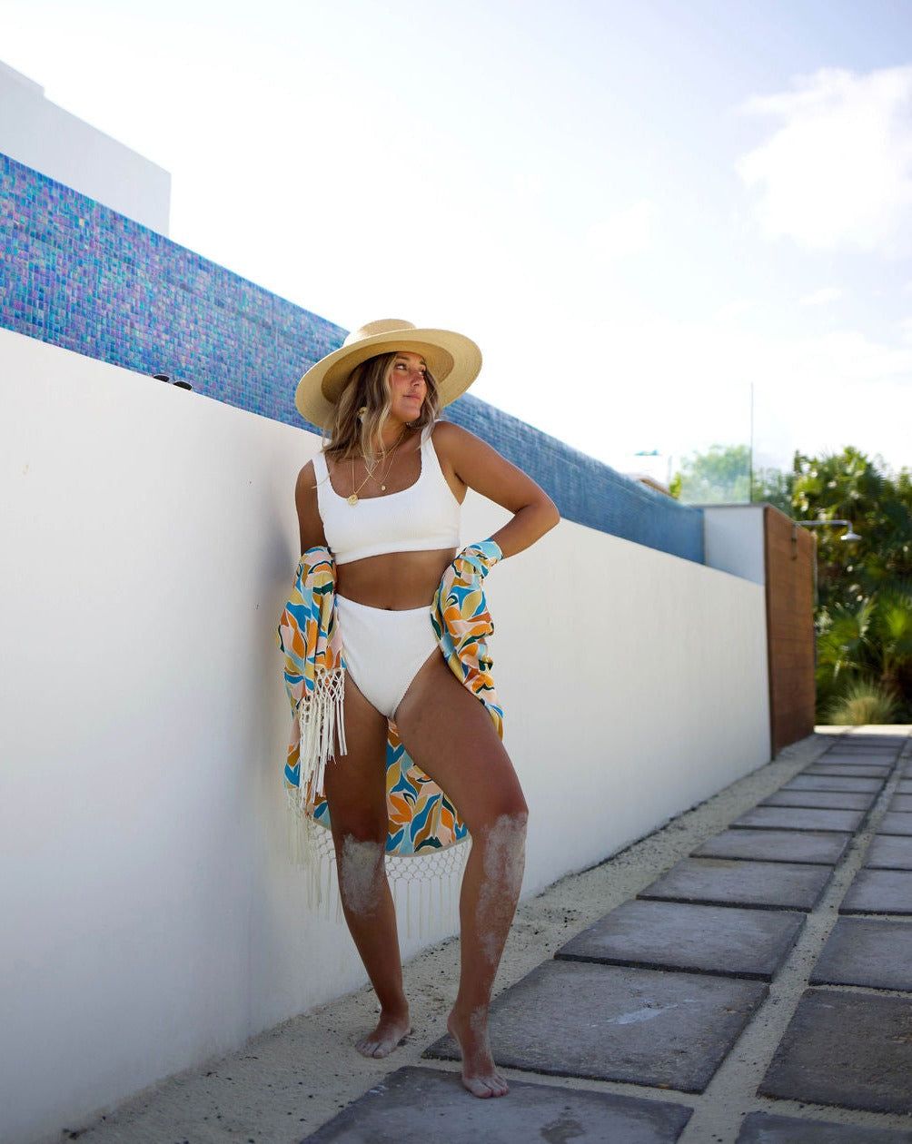 Malibu Scrunch High Waisted Bikini Bottom - Ivory - FINAL SALE sold by Vici product image thumbnail 6