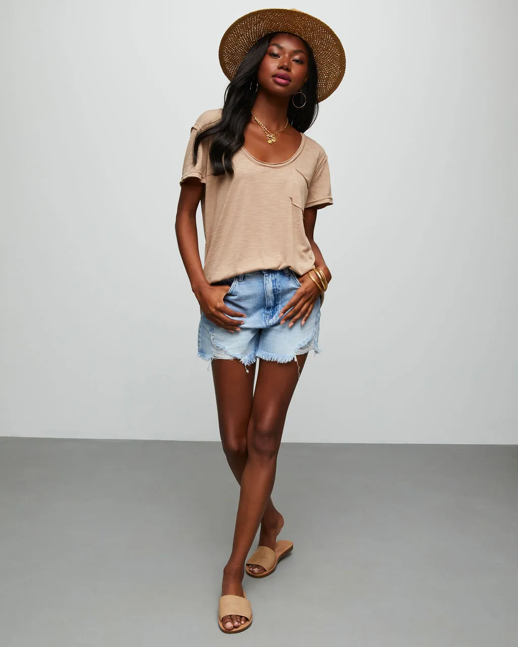 Get Goin' Scoop Neck Pocket Tee sold by Vici