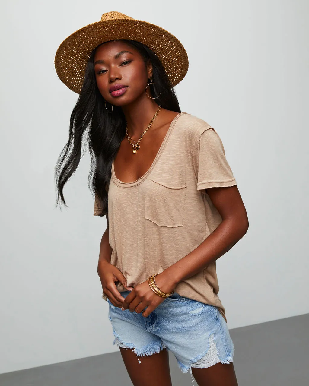 Get Goin' Scoop Neck Pocket Tee sold by Vici product image thumbnail 2