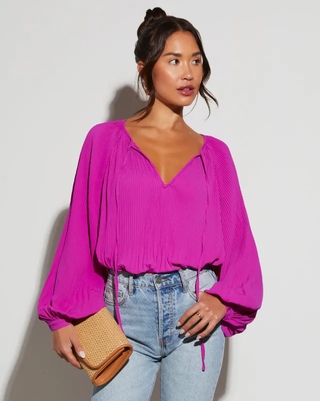 Esther V-Neck Balloon Sleeve Blouse sold by Vici