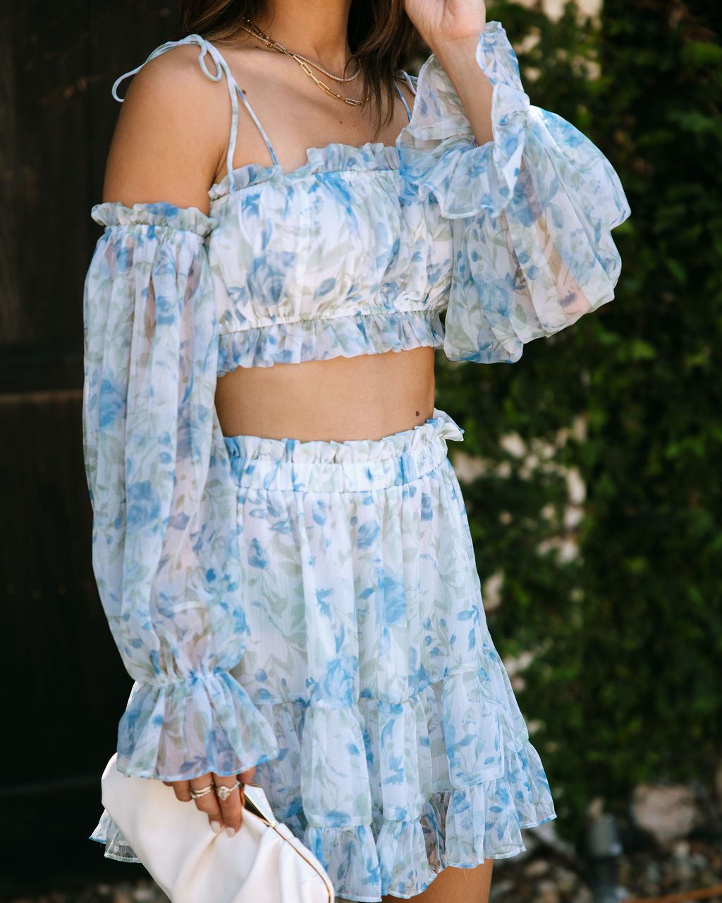 Ever Mine Floral Chiffon Off The Shoulder Crop Top sold by Vici