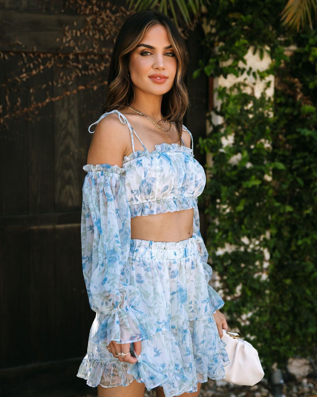 Ever Mine Floral Chiffon Off The Shoulder Crop Top sold by Vici product image thumbnail 2