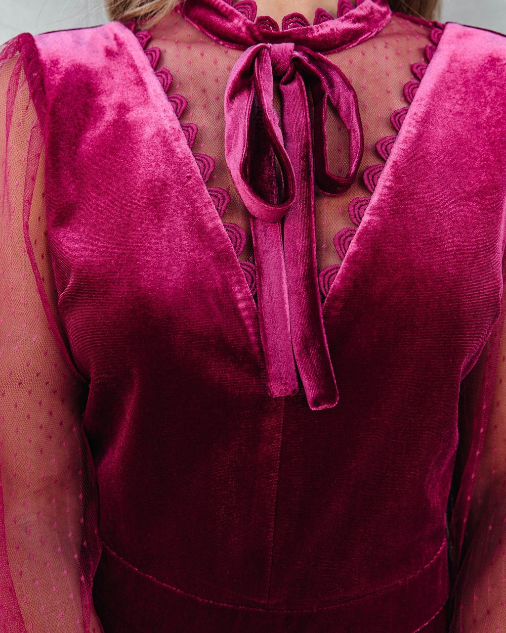 Front Row Velvet Mesh Neck Tie Romper sold by Vici product image thumbnail 2
