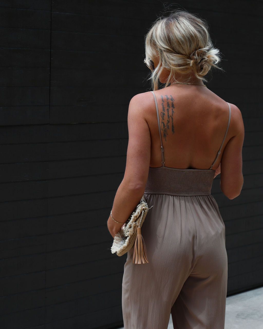 Stay Grounded Smocked Jumpsuit - Tan - SALE sold by Vici product image thumbnail 2