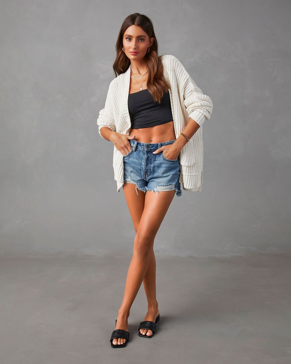 Kudos Pocketed Chenille Knit Cardigan - Ivory - SALE sold by Vici product image thumbnail 7